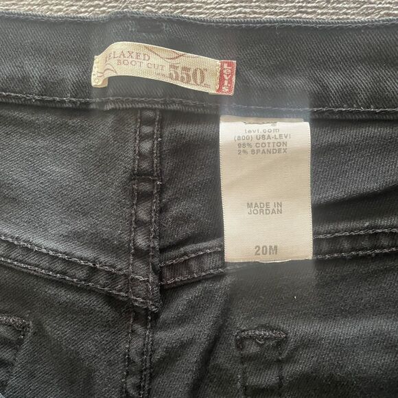 LEVI'S 550 Relaxed Boot Cut Jeans Women's Plus 20 M Black 5 Pocket Design EUC - Picture 8 of 12